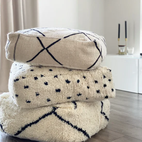 Soft floor cushions and poufs
